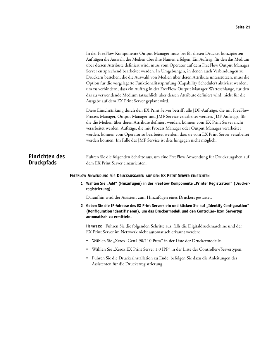 Einrichten des druckpfads | Xerox iGen4 Digital Press con Xerox EX Print Server Powered by Fiery-16492 User Manual | Page 21 / 44