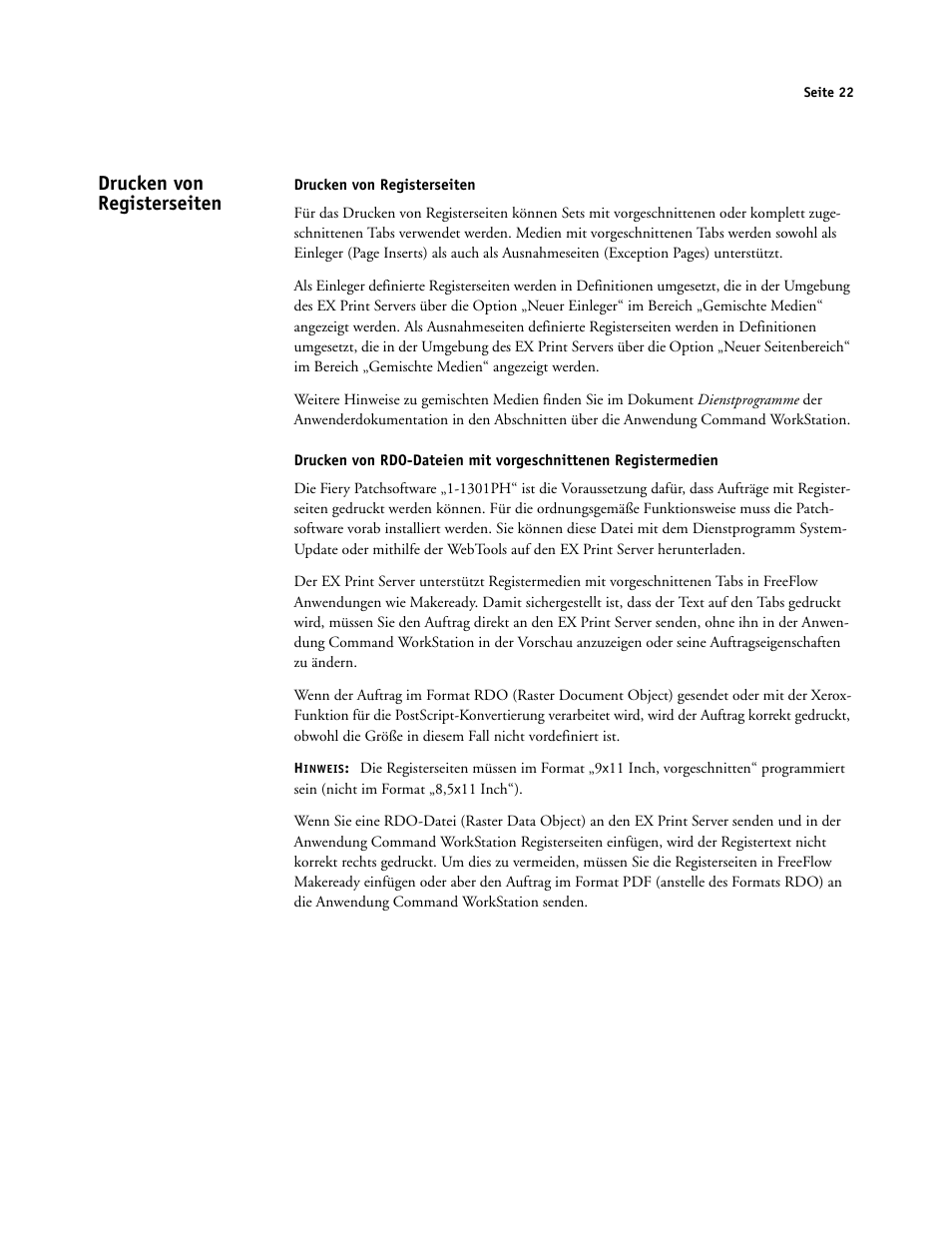 Drucken von registerseiten | Xerox iGen4 Digital Press con Xerox EX Print Server Powered by Fiery-16492 User Manual | Page 22 / 44