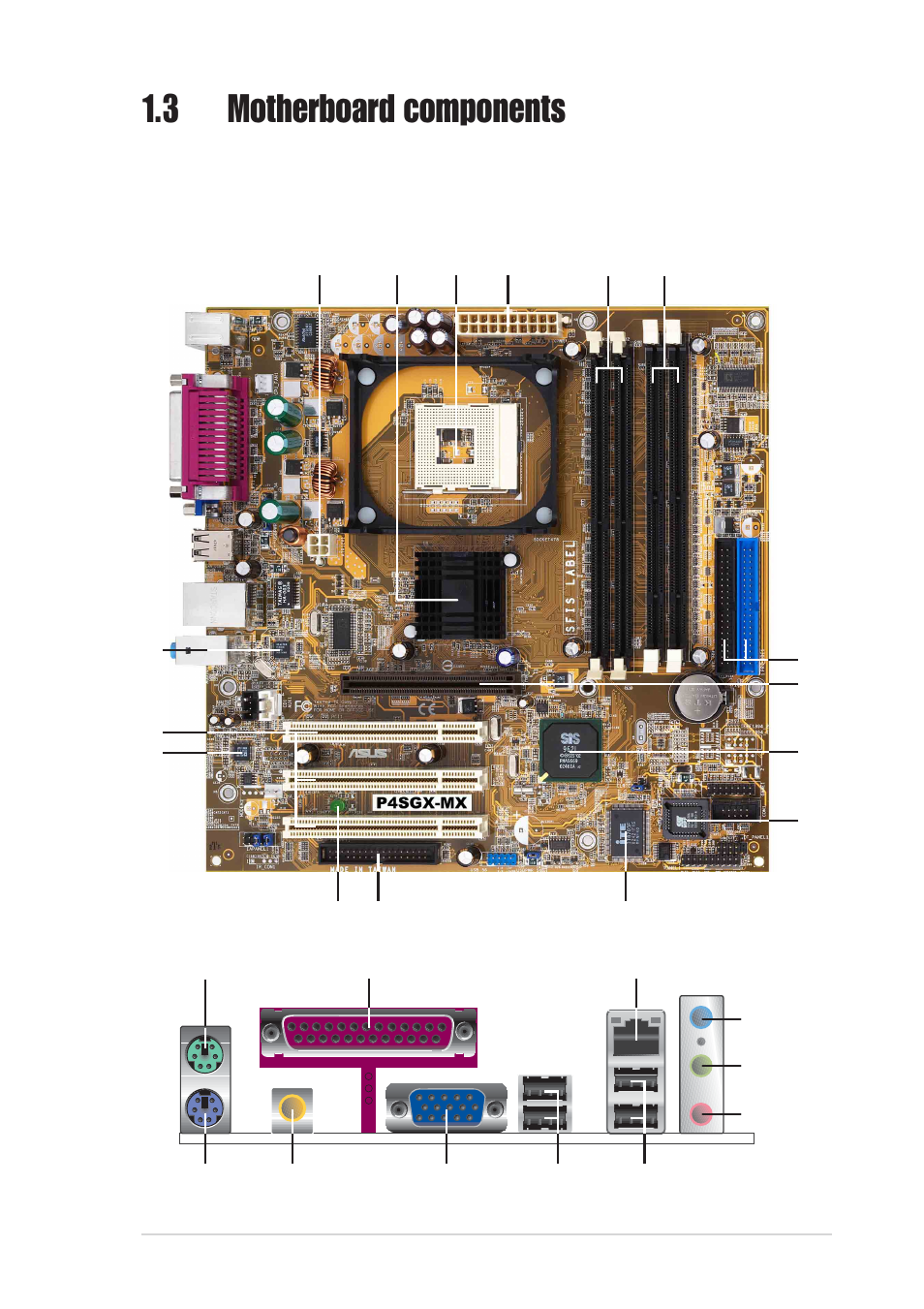 3 motherboard components | Asus P4SGX-MX User Manual | Page 13 / 64