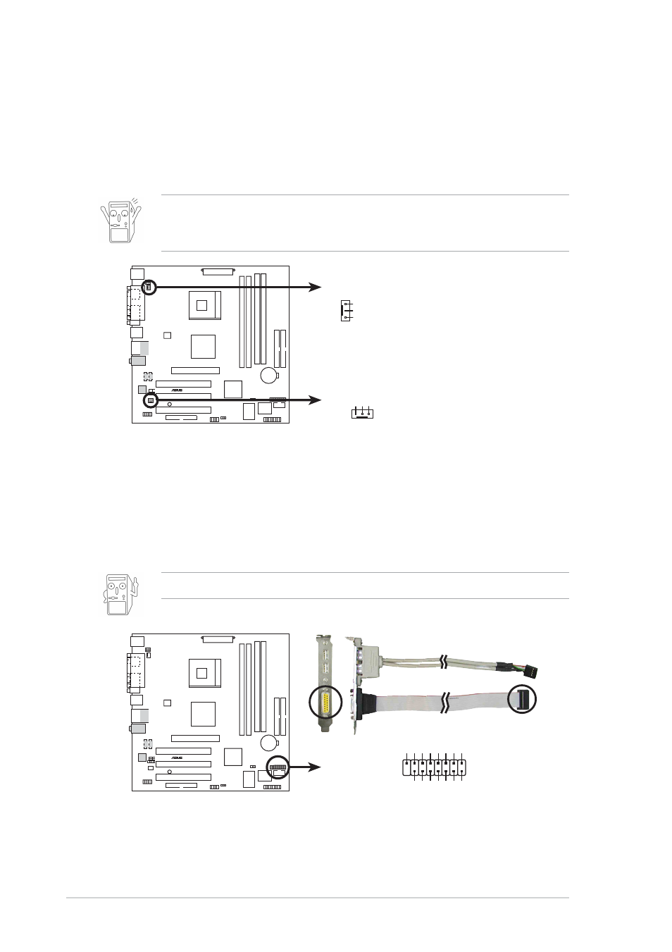 18 chapter 1: product introduction, The usb/game module is purchased separately, P4sgx-mx 12-volt cooling fan power cpu_fan1 | Cha_fan1, P4sgx-mx game connector game1 | Asus P4SGX-MX User Manual | Page 28 / 64