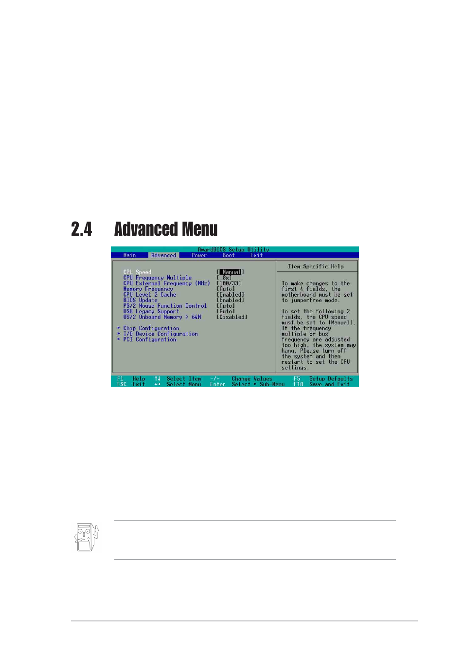 4 advanced menu | Asus P4SGX-MX User Manual | Page 47 / 64