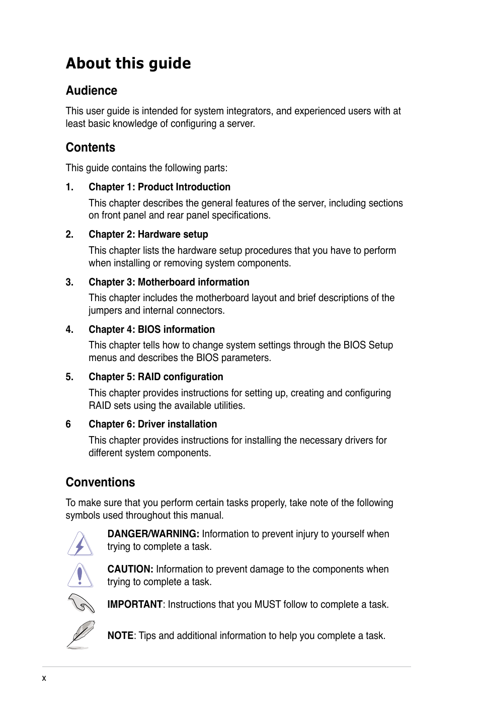 Asus TS100-E7 User Manual | Page 10 / 134