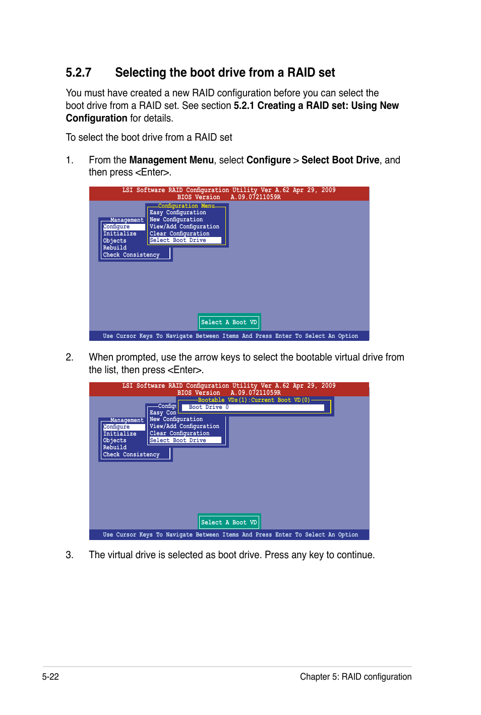 7 selecting the boot drive from a raid set | Asus TS100-E7 User Manual | Page 106 / 134