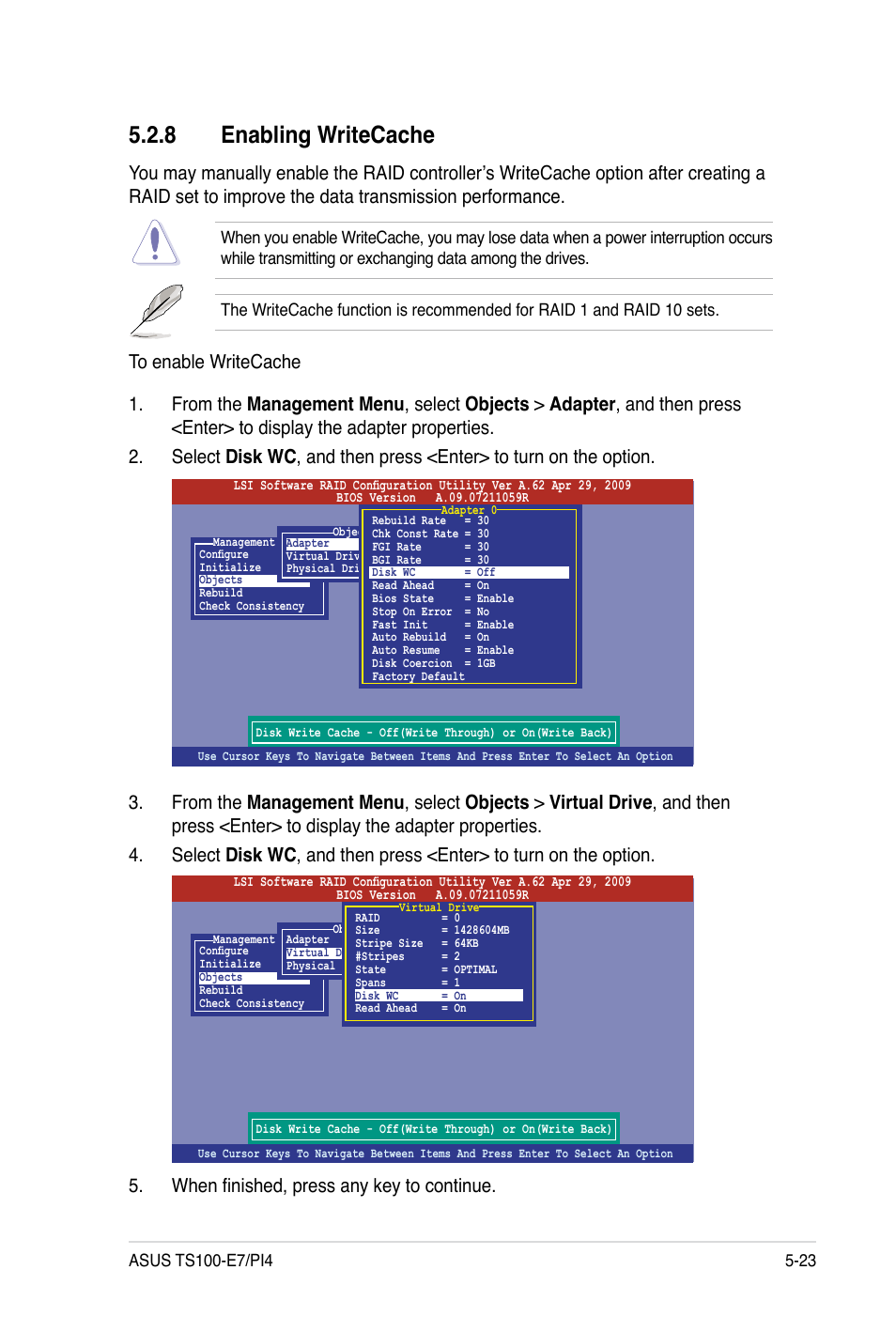 8 enabling writecache | Asus TS100-E7 User Manual | Page 107 / 134