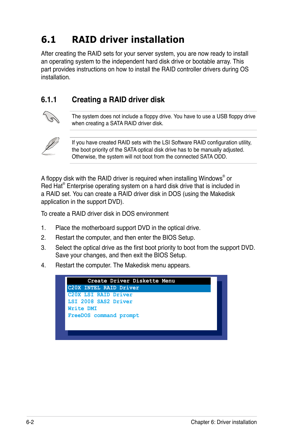 1 raid driver installation, 1 creating a raid driver disk | Asus TS100-E7 User Manual | Page 120 / 134