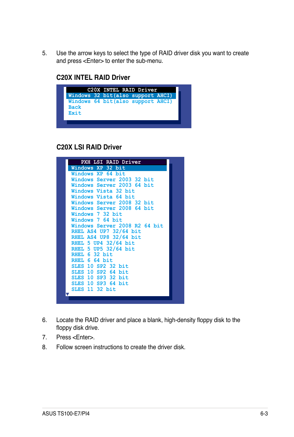 C20x intel raid driver c20x lsi raid driver | Asus TS100-E7 User Manual | Page 121 / 134