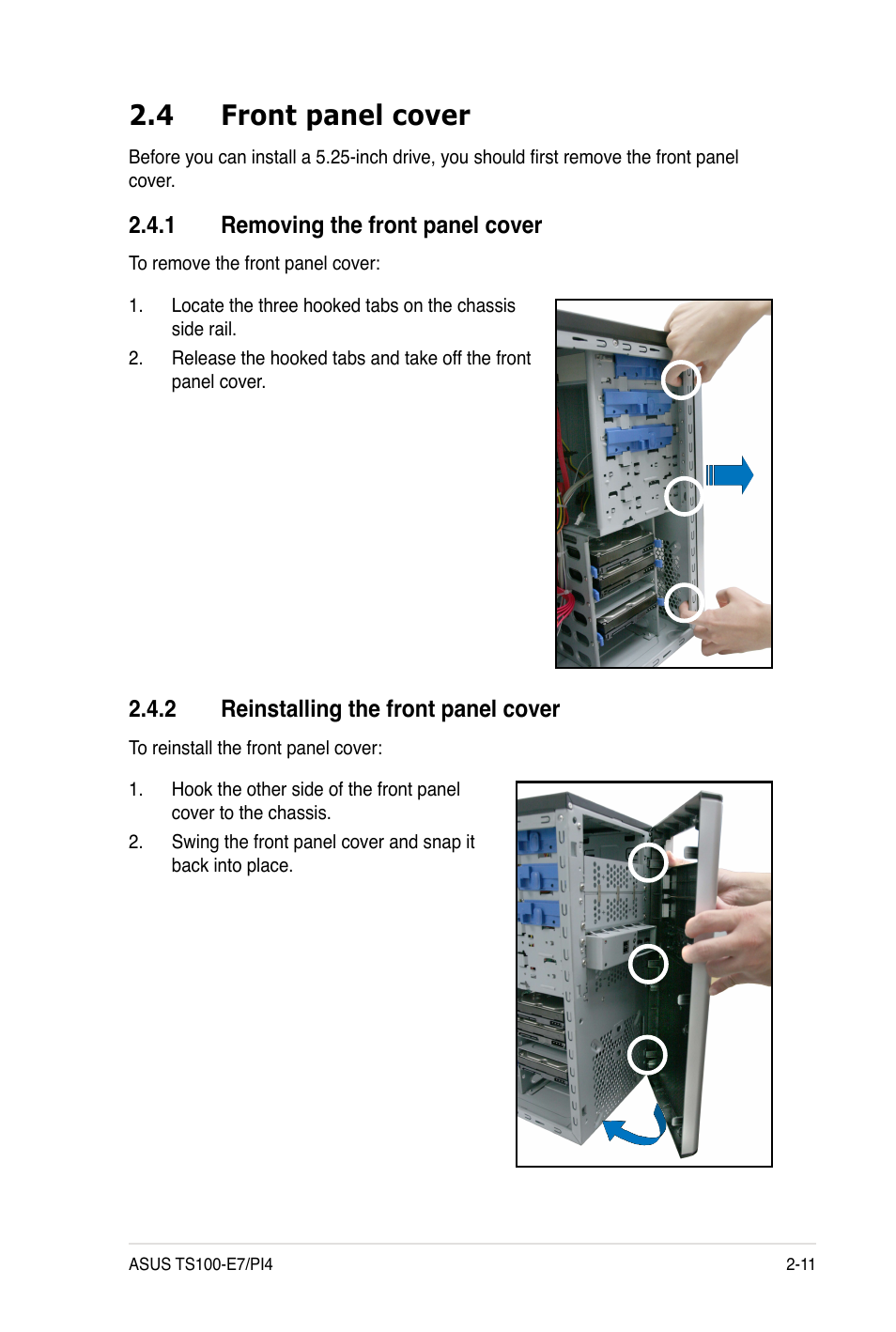 4 front panel cover | Asus TS100-E7 User Manual | Page 31 / 134