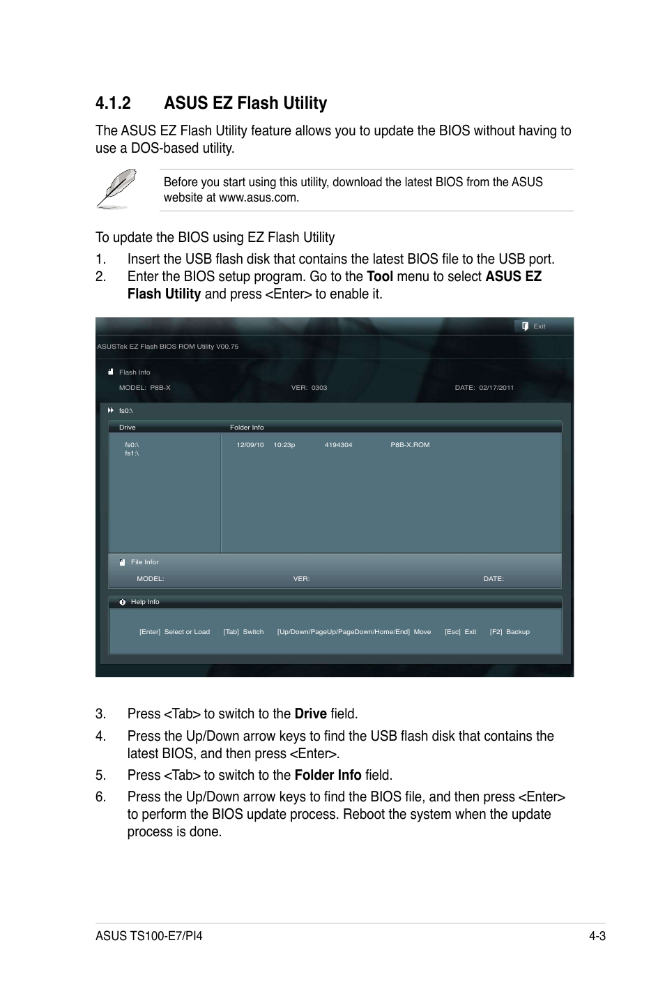 2 asus ez flash utility | Asus TS100-E7 User Manual | Page 59 / 134