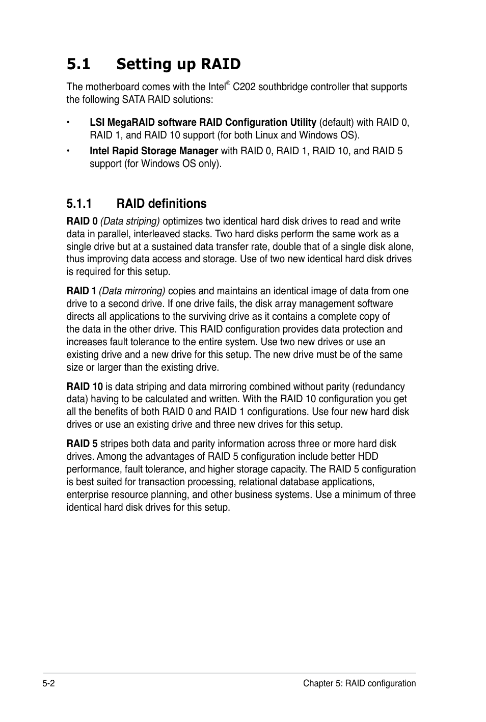 1 setting up raid, 1 raid definitions | Asus TS100-E7 User Manual | Page 86 / 134