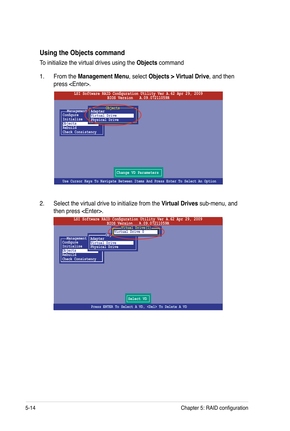 Using the objects command, 14 chapter 5: raid configuration | Asus TS100-E7 User Manual | Page 98 / 134