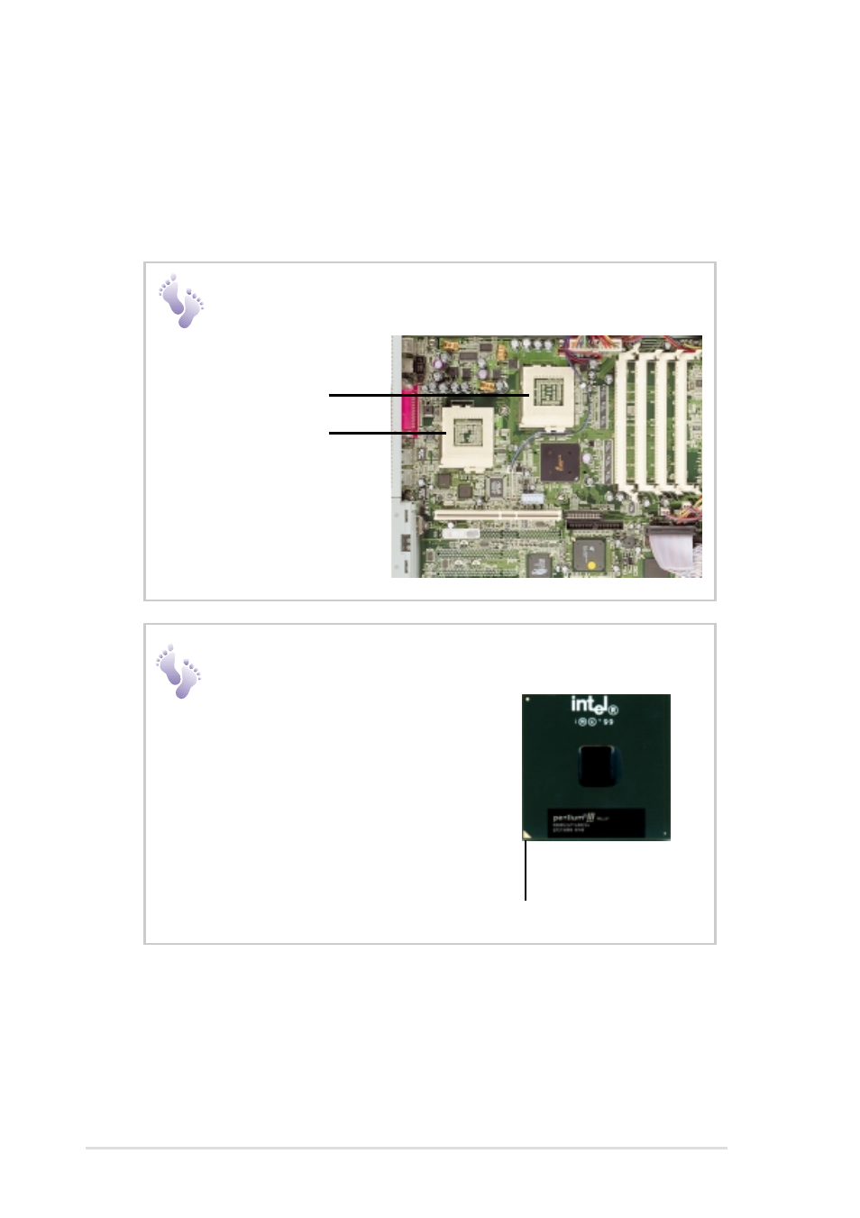 Central processing unit (cpu), Cpu orientation, Cpu socket locations | Asus DualPentum III 1U Rackmount Server AP1400R User Manual | Page 24 / 44