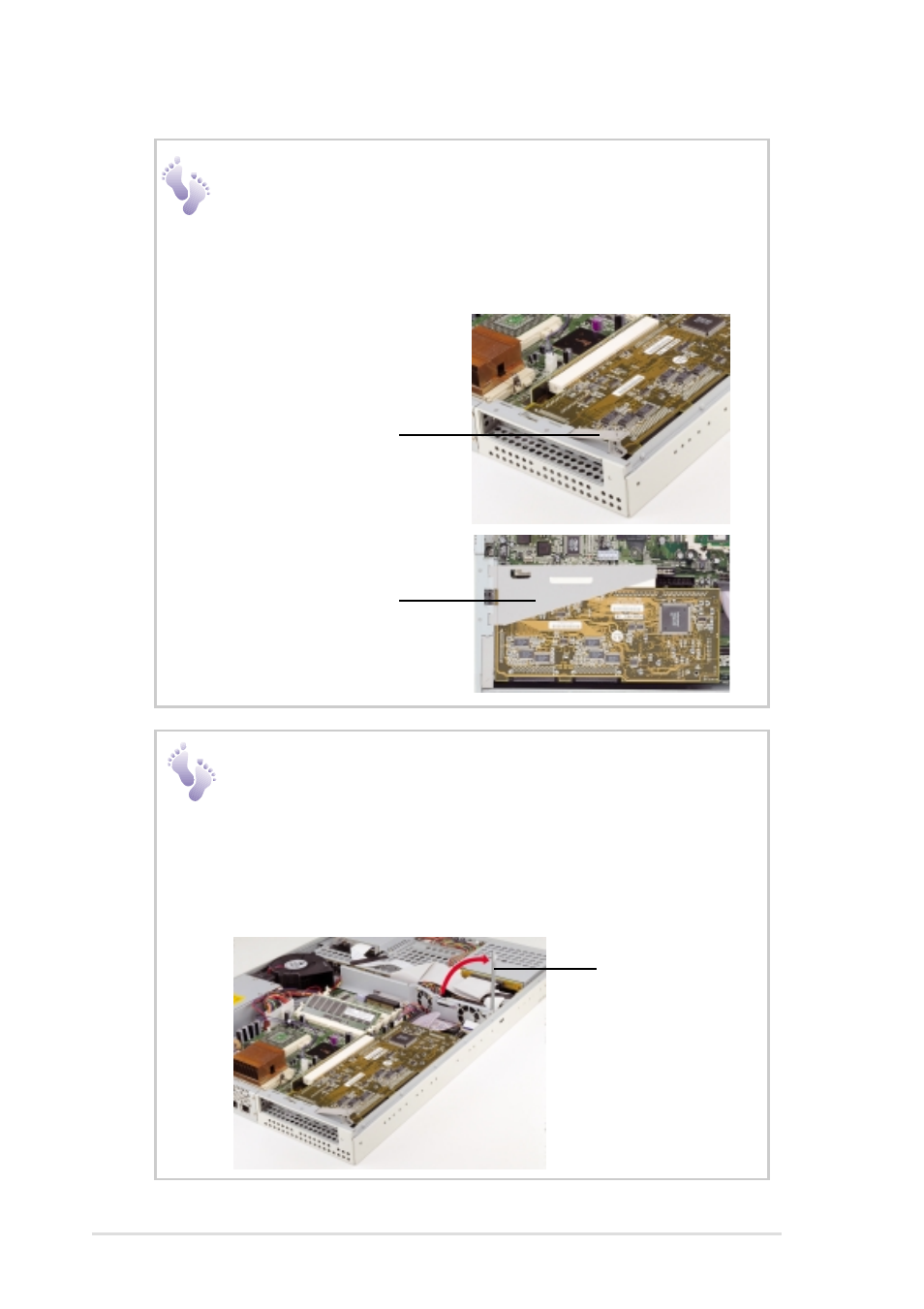 Riser card / expansion card, Securing the expansion card, Securing an extended pci card | Asus DualPentum III 1U Rackmount Server AP1400R User Manual | Page 32 / 44