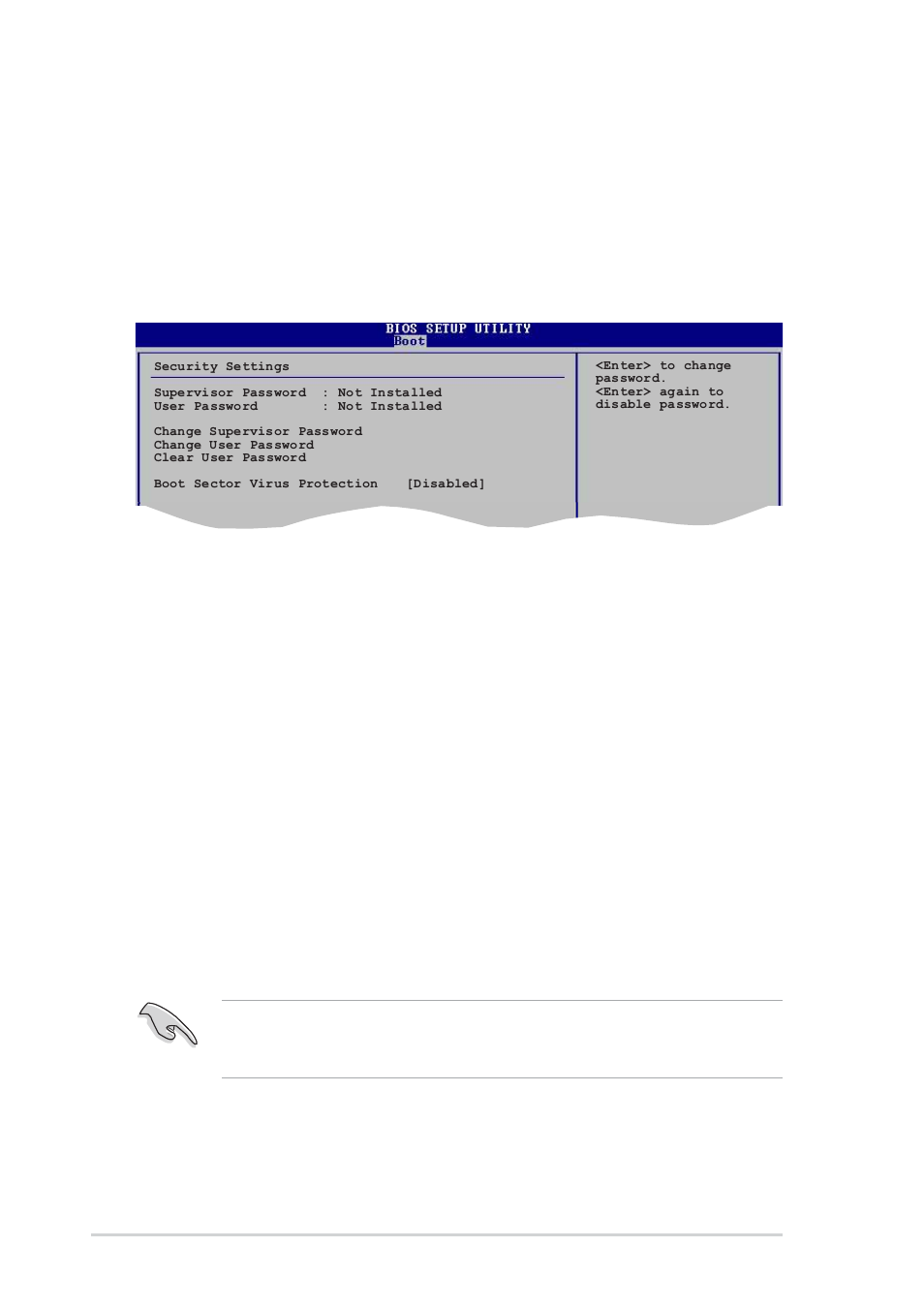 4 security, Change supervisor password, Interrupt 19 capture [disabled | Asus Motherboard K8V-X User Manual | Page 68 / 84