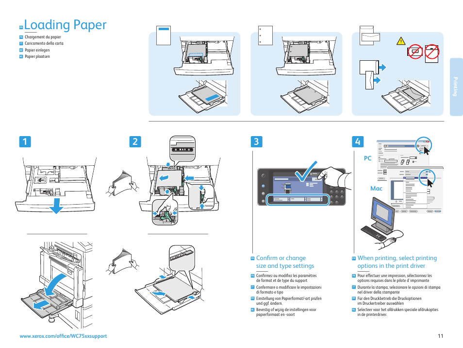 Loading media, Loading paper | Xerox WorkCentre 7525-7530-7535-7545-7556 con EFI Fiery Controller-15407 User Manual | Page 11 / 20