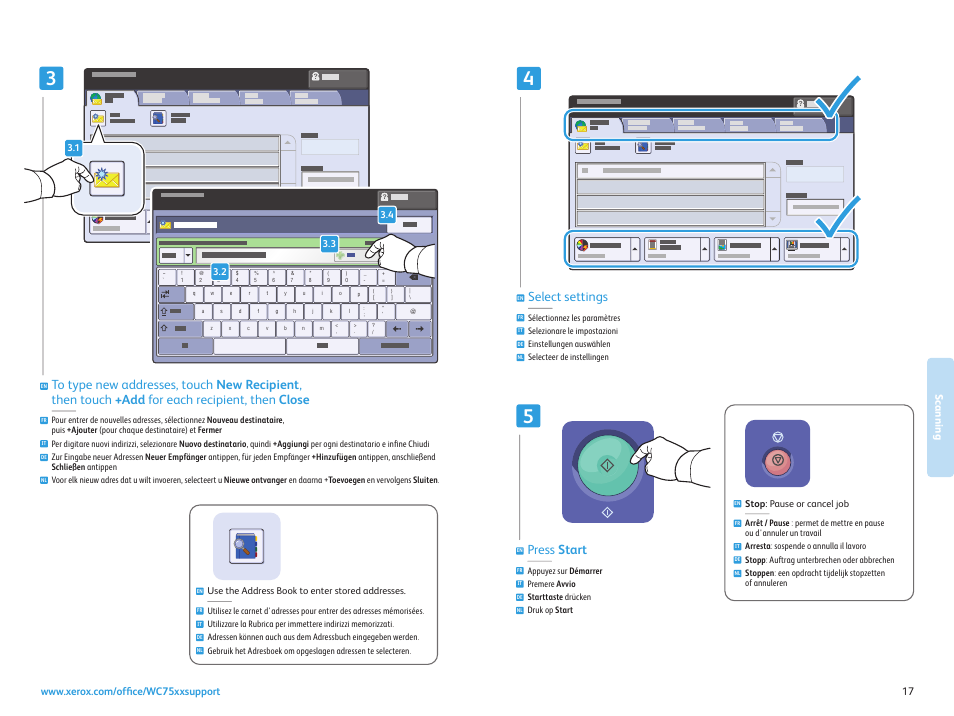 Select settings, Press start | Xerox WorkCentre 7525-7530-7535-7545-7556 con EFI Fiery Controller-15407 User Manual | Page 17 / 20