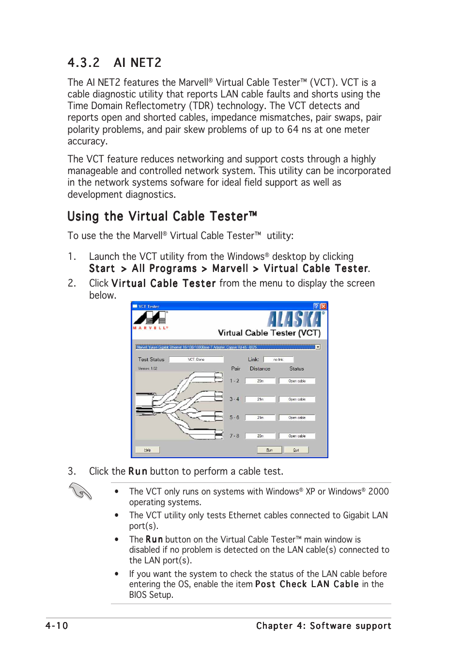 Using the virtual cable tester | Asus P5AD2-E User Manual | Page 112 / 122