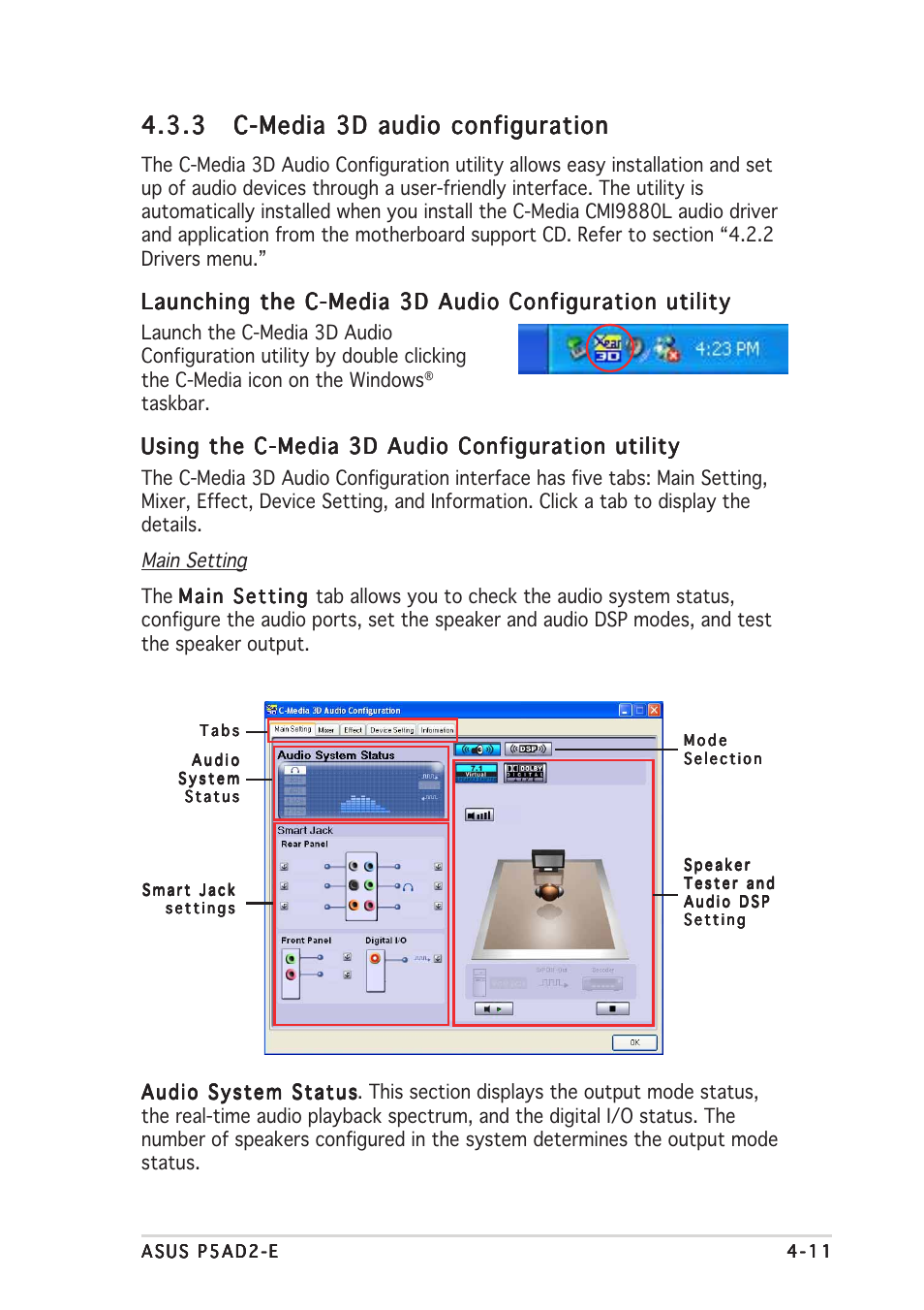 Using the c-media 3d audio configuration utility | Asus P5AD2-E User Manual | Page 113 / 122