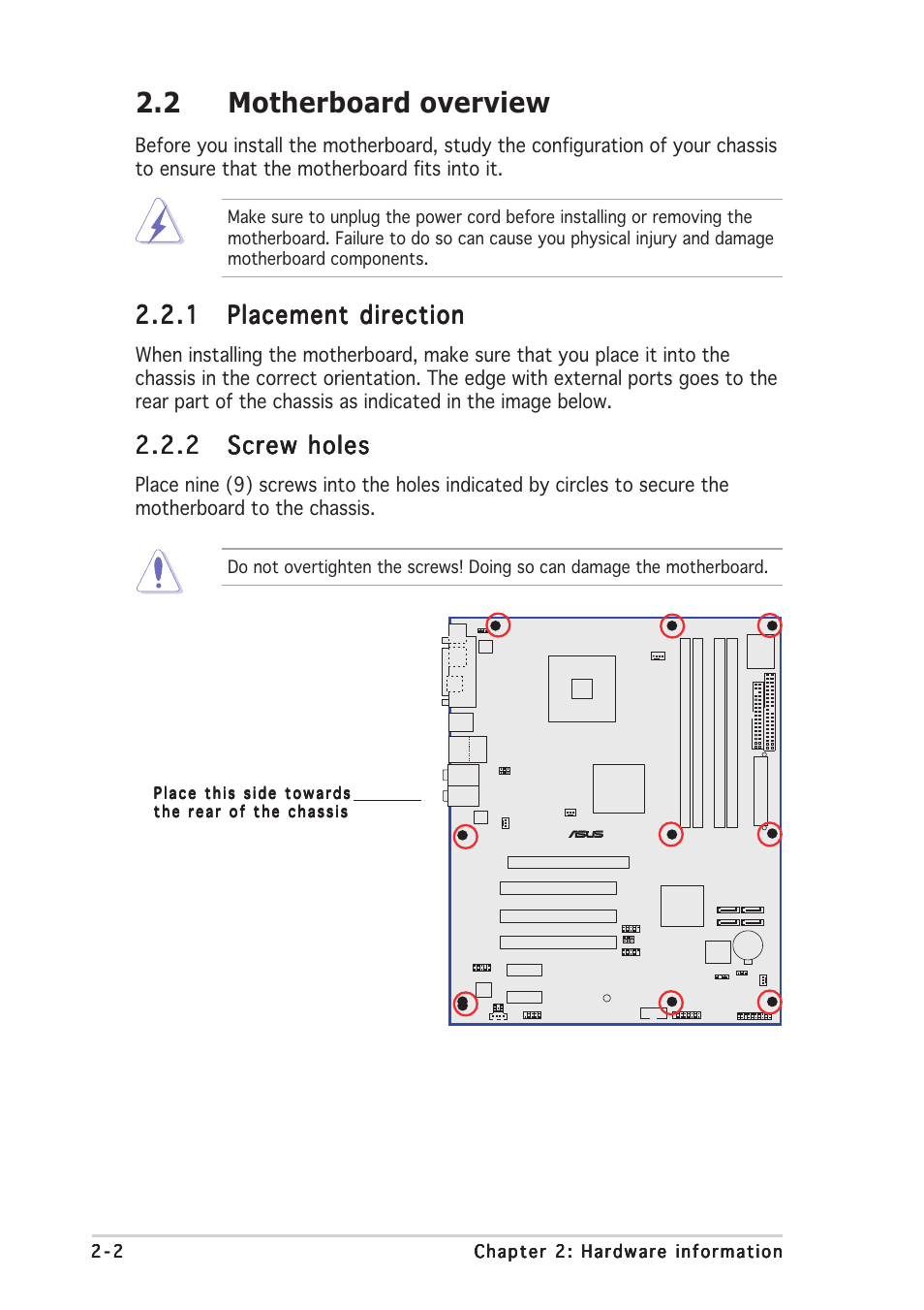 2 motherboard overview | Asus P5AD2-E User Manual | Page 24 / 122