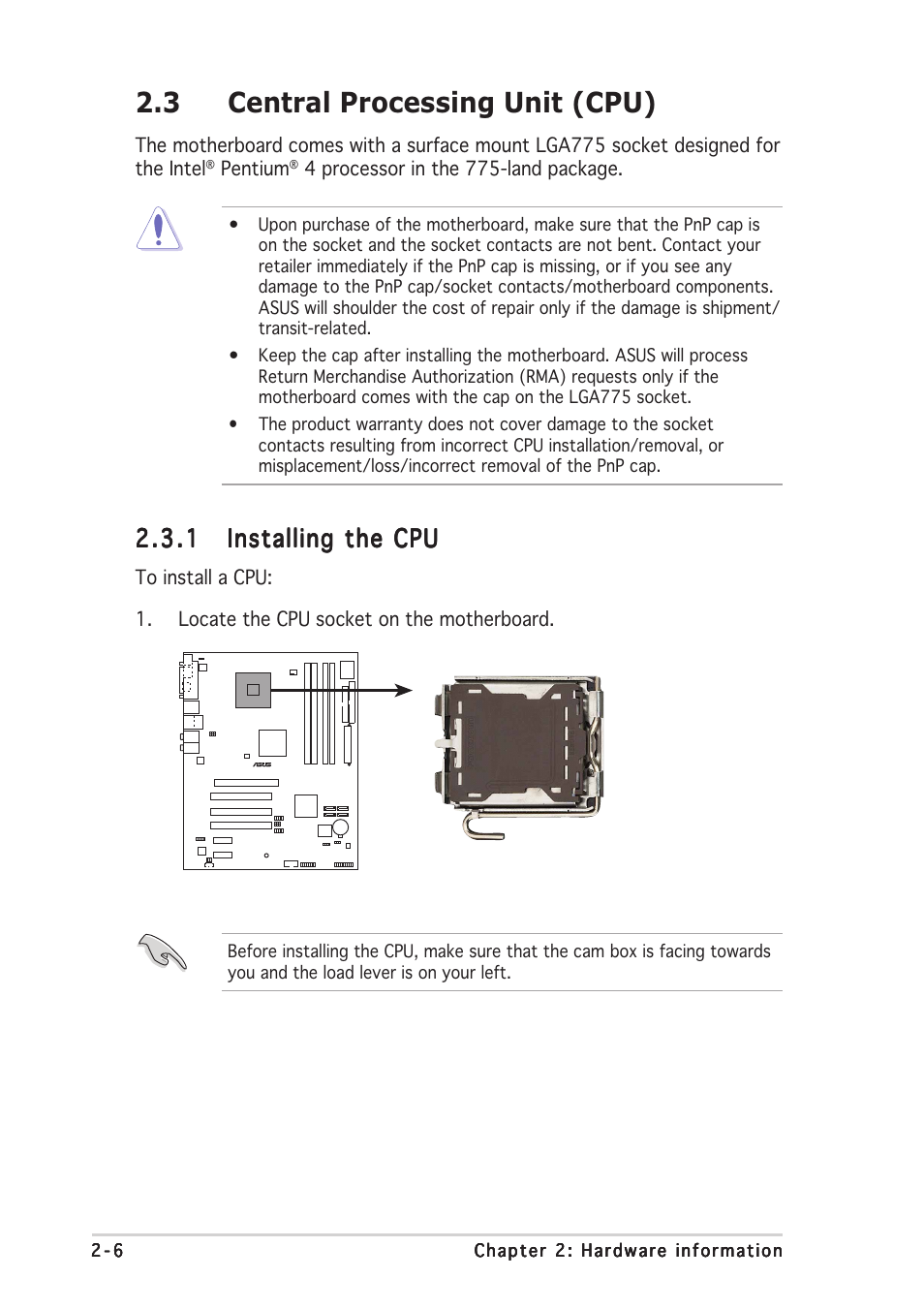 3 central processing unit (cpu) | Asus P5AD2-E User Manual | Page 28 / 122