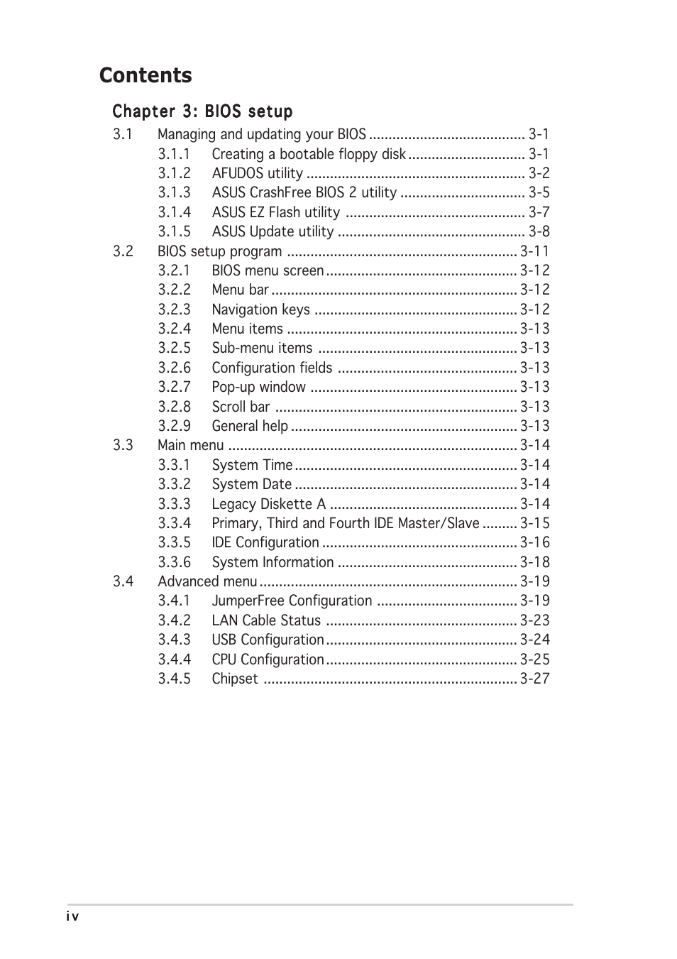 Asus P5AD2-E User Manual | Page 4 / 122