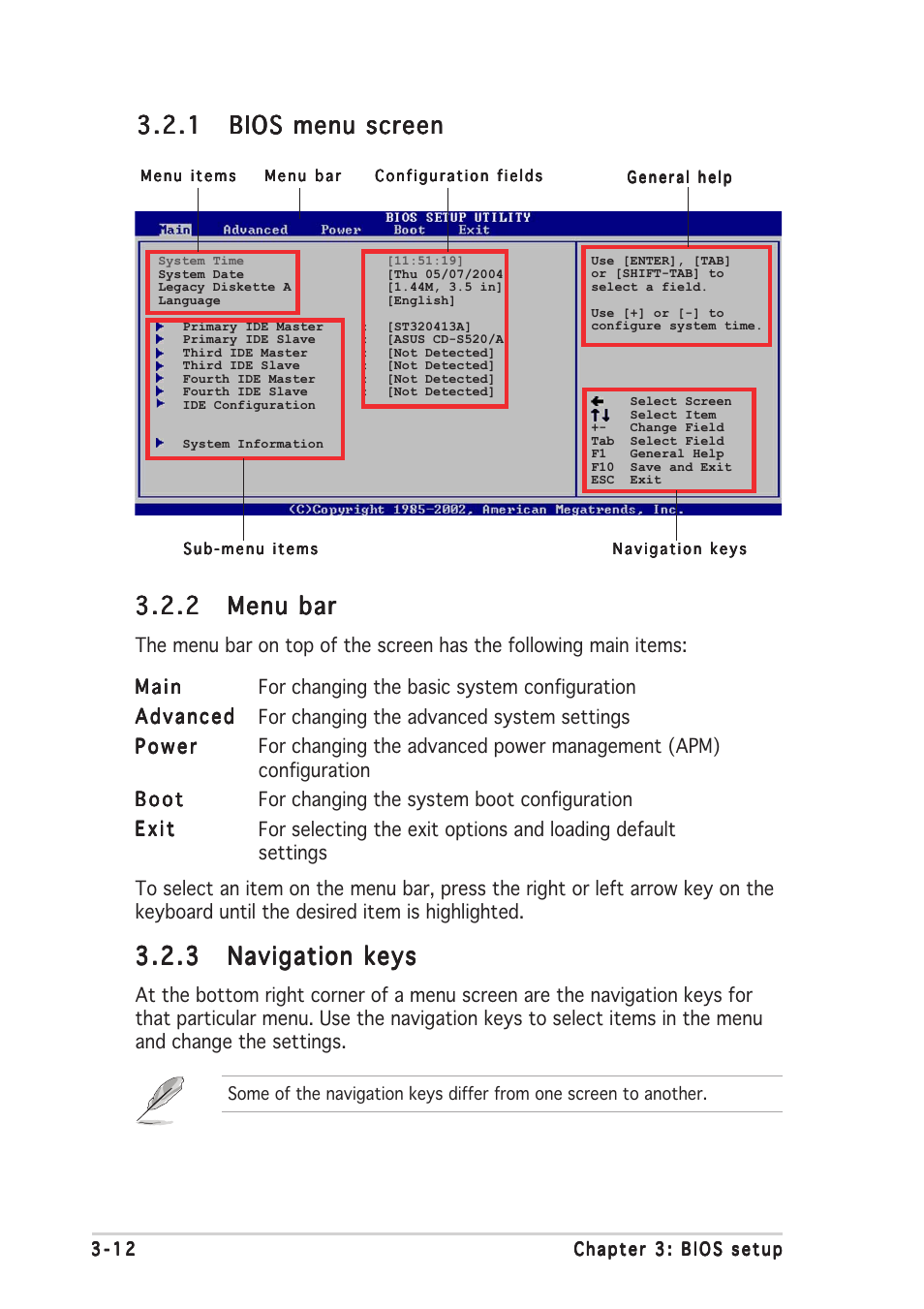 2 menu bar menu bar menu bar menu bar menu bar | Asus P5AD2-E User Manual | Page 68 / 122