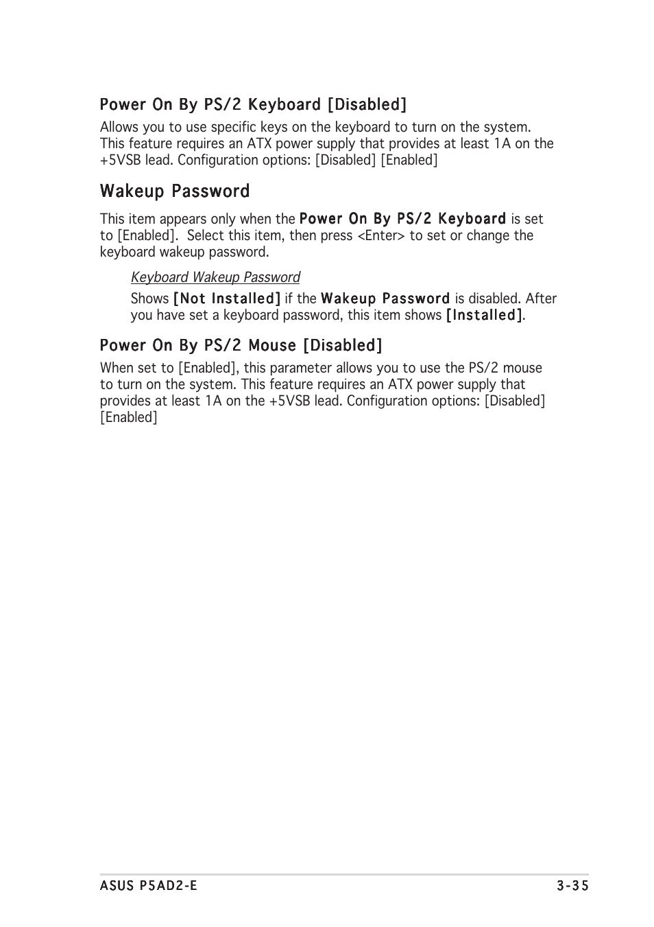 Wakeup password | Asus P5AD2-E User Manual | Page 91 / 122