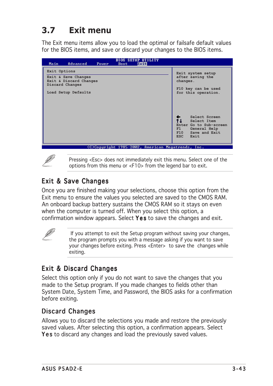 7 exit menu | Asus P5AD2-E User Manual | Page 99 / 122