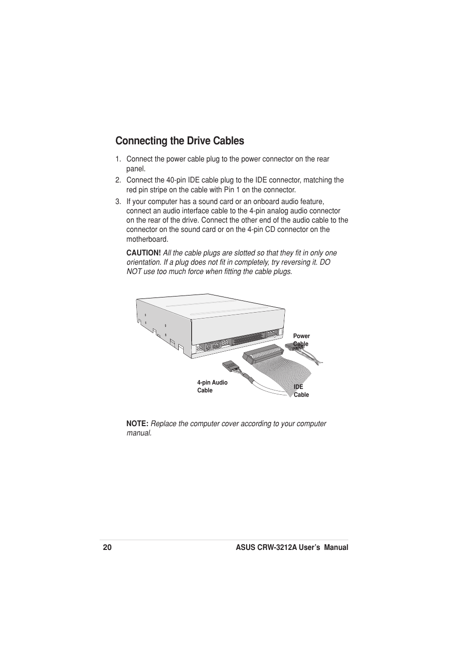 Connecting the drive cables | Asus Network Device CRW-3212A User Manual | Page 12 / 18