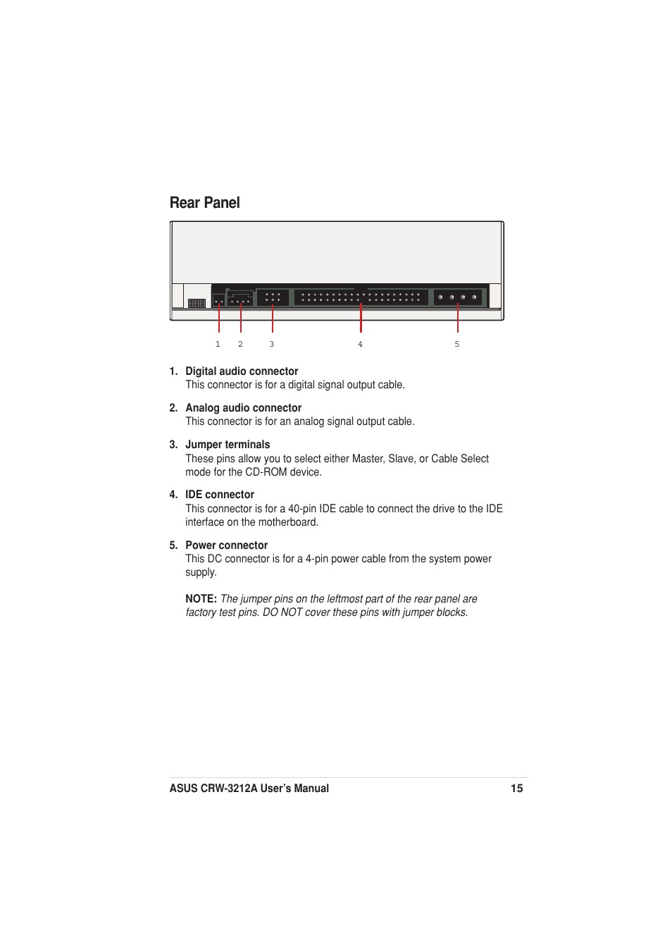 Rear panel | Asus Network Device CRW-3212A User Manual | Page 7 / 18