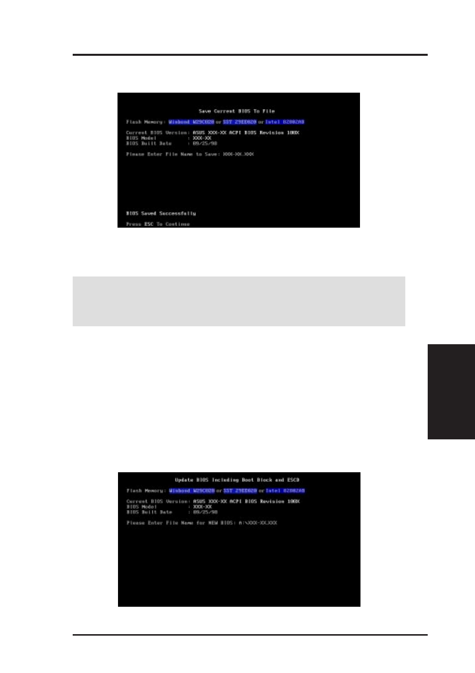 Iv. bios setup, Updating bios procedures | Asus P2B User Manual | Page 35 / 68