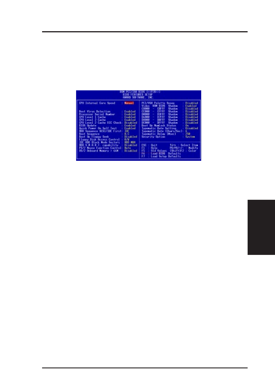 Iv. bios setup, Bios features setup | Asus P2B User Manual | Page 41 / 68