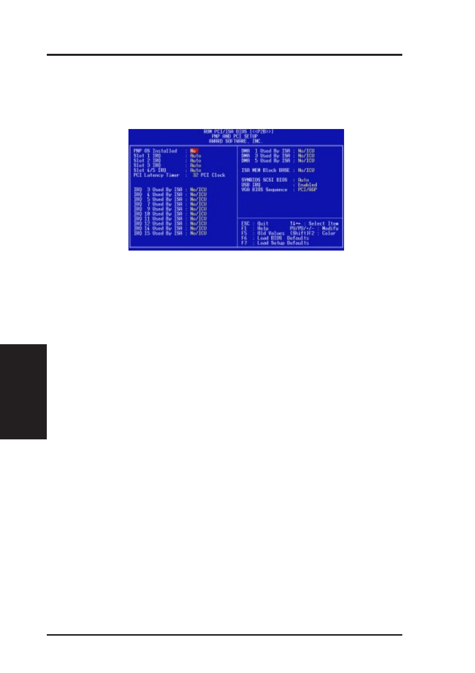 Iv. bios setup, Pnp and pci setup | Asus P2B User Manual | Page 50 / 68