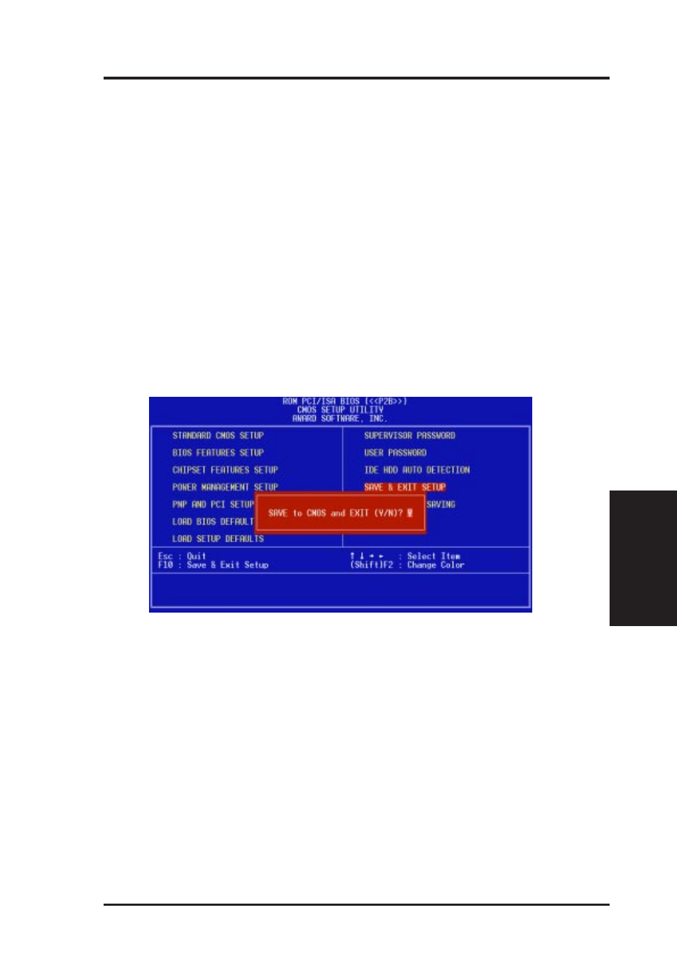 Iv. bios setup, Save & exit setup, Exit without saving | Asus P2B User Manual | Page 55 / 68