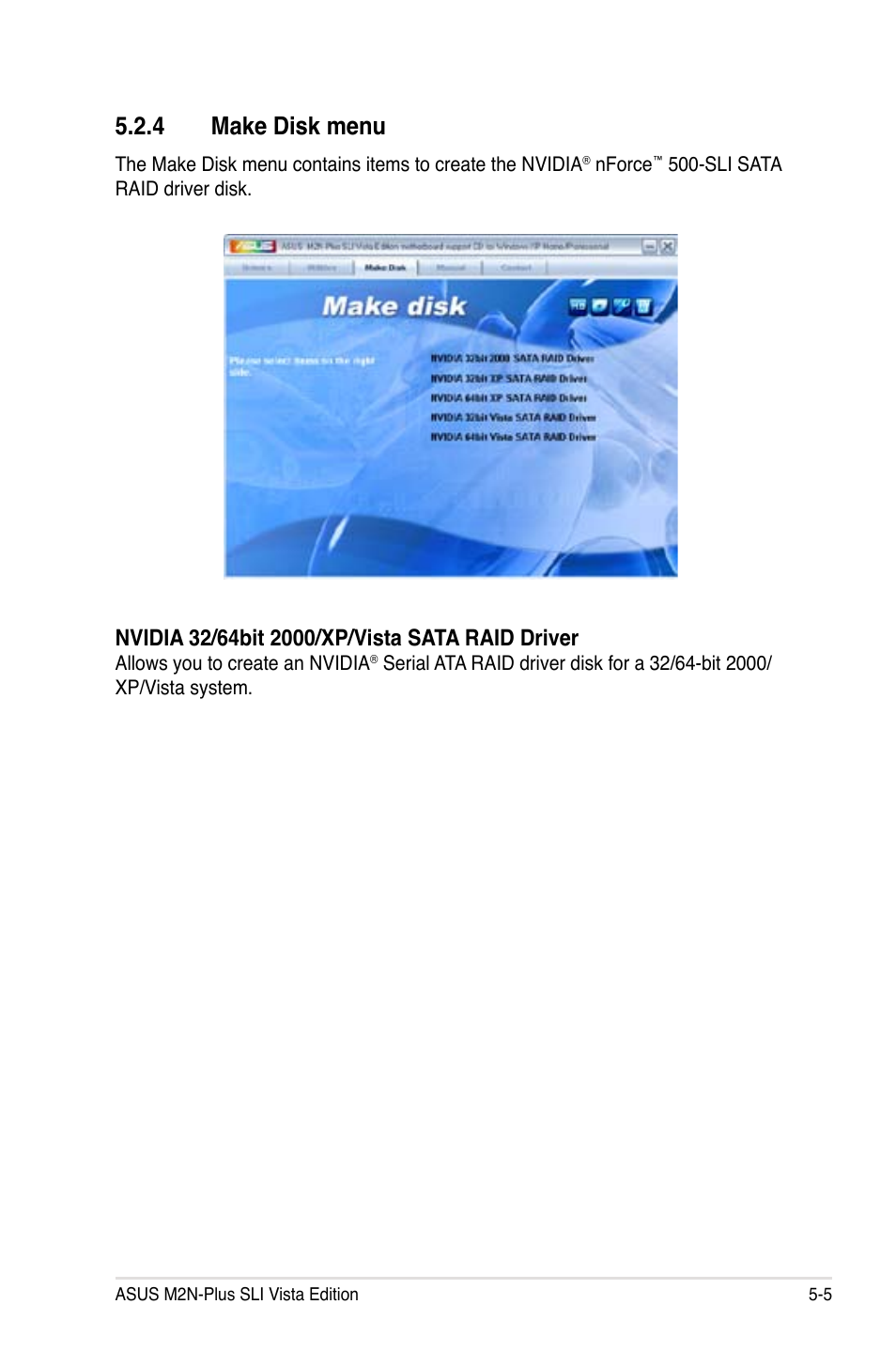 4 make disk menu | Asus VISTA EDITION M2N-PLUS SLI User Manual | Page 109 / 154