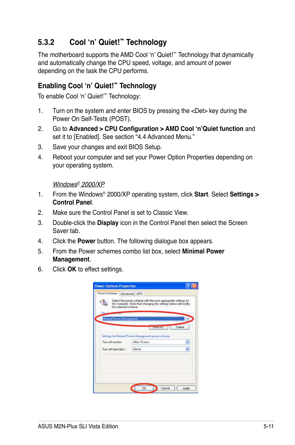 2 cool ‘n’ quiet, Technology, Enabling cool ‘n’ quiet | Asus VISTA EDITION M2N-PLUS SLI User Manual | Page 115 / 154