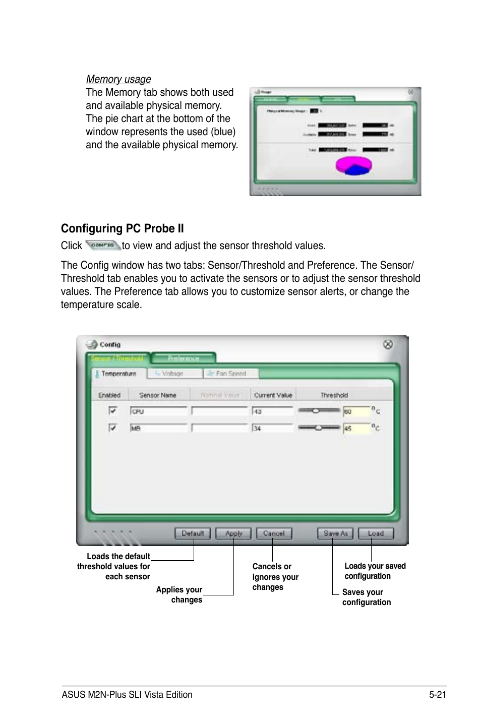 Configuring pc probe ii | Asus VISTA EDITION M2N-PLUS SLI User Manual | Page 125 / 154