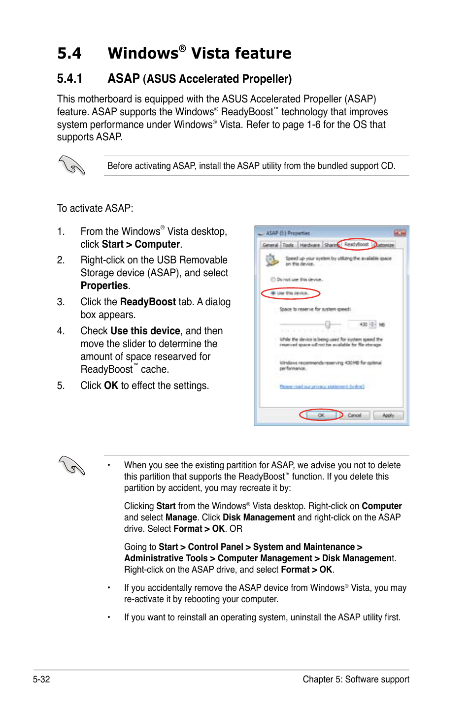 4 windows, Vista feature, 1 asap | Asus accelerated propeller) | Asus VISTA EDITION M2N-PLUS SLI User Manual | Page 136 / 154