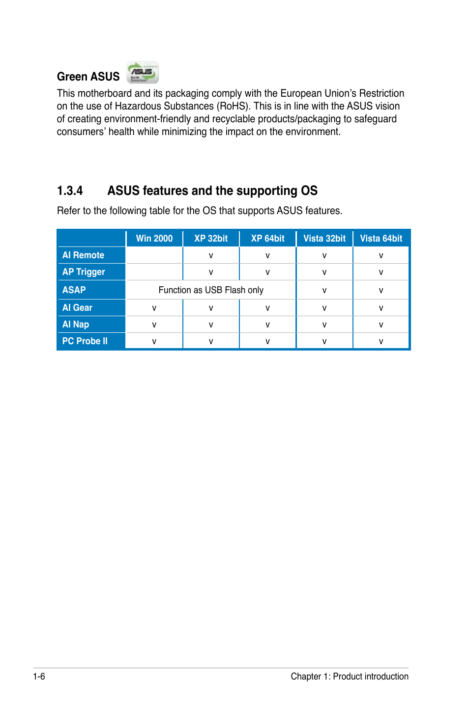 4 asus features and the supporting os, Green asus | Asus VISTA EDITION M2N-PLUS SLI User Manual | Page 22 / 154