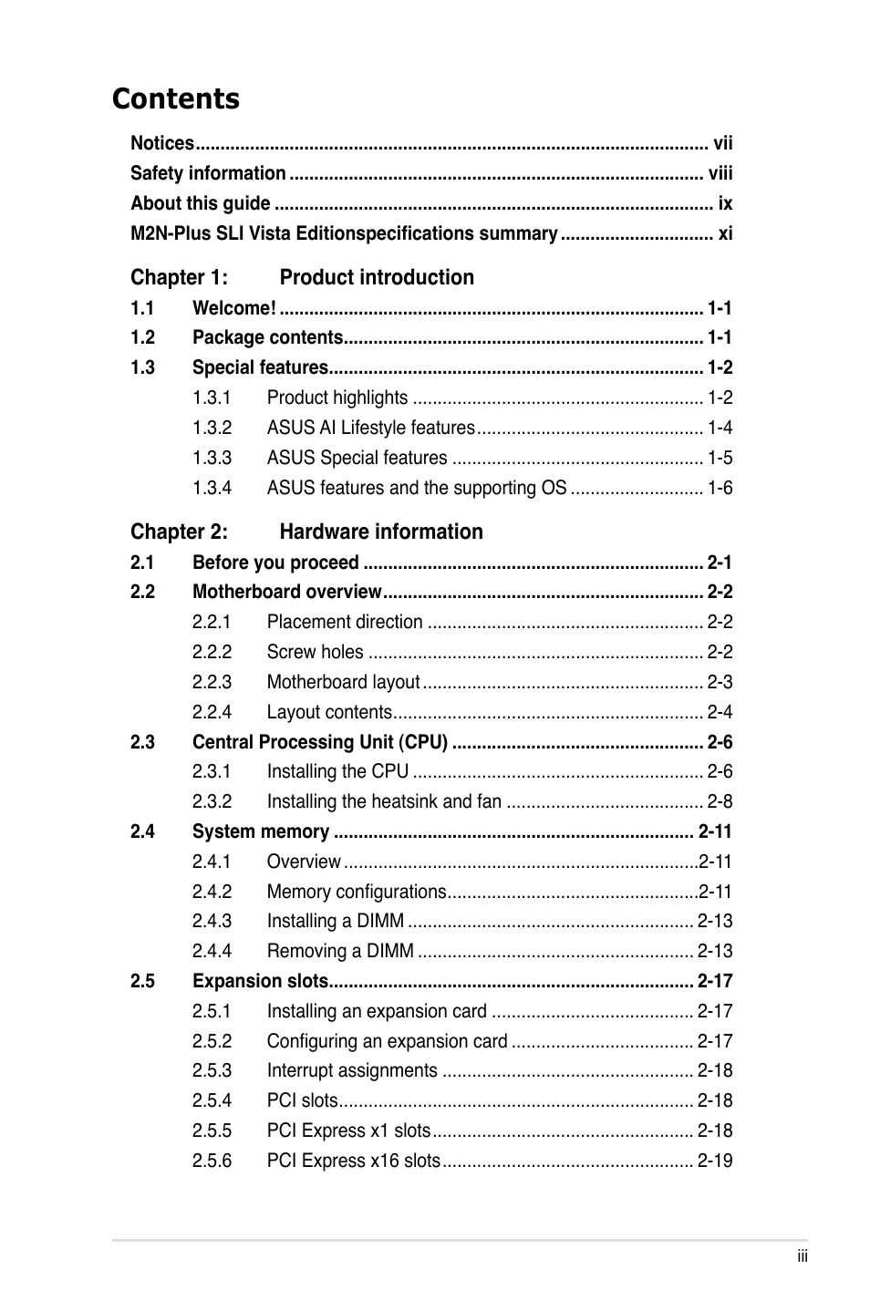 Asus VISTA EDITION M2N-PLUS SLI User Manual | Page 3 / 154