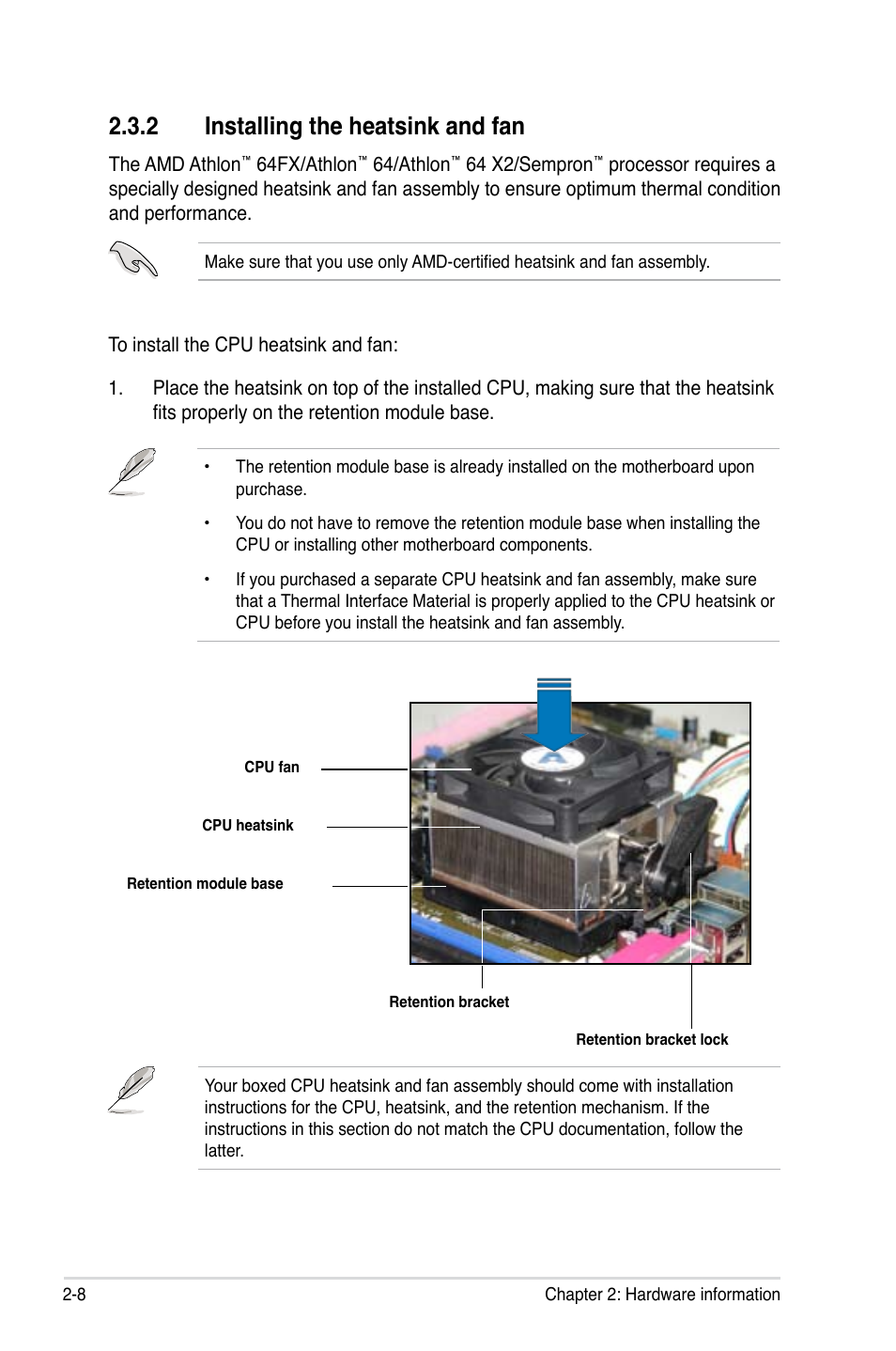2 installing the heatsink and fan | Asus VISTA EDITION M2N-PLUS SLI User Manual | Page 32 / 154