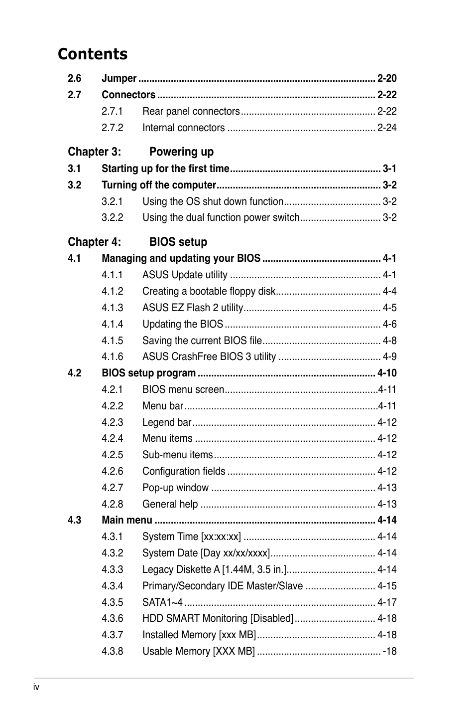 Asus VISTA EDITION M2N-PLUS SLI User Manual | Page 4 / 154