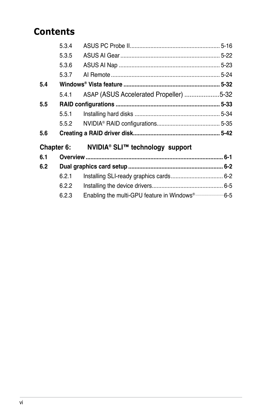 Asus VISTA EDITION M2N-PLUS SLI User Manual | Page 6 / 154