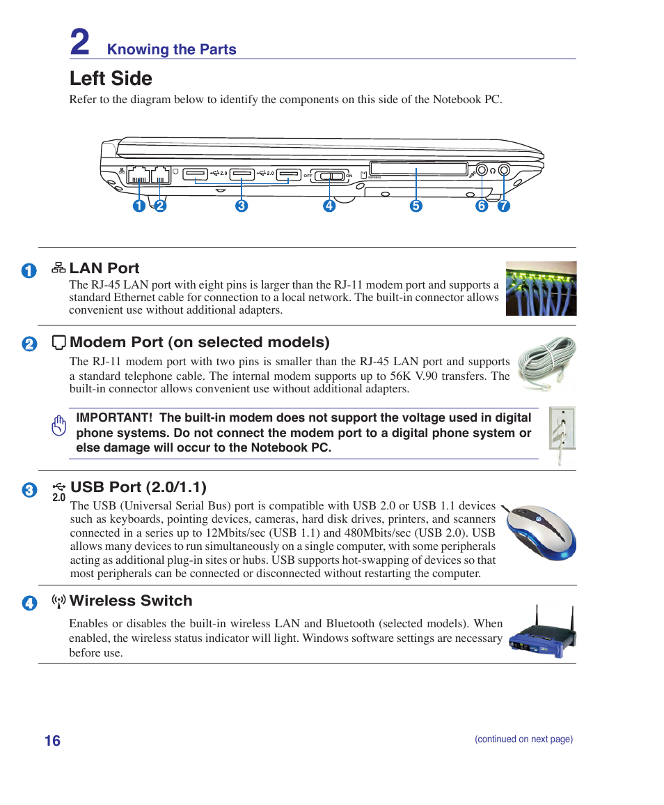 Left side | Asus E2915 User Manual | Page 16 / 71