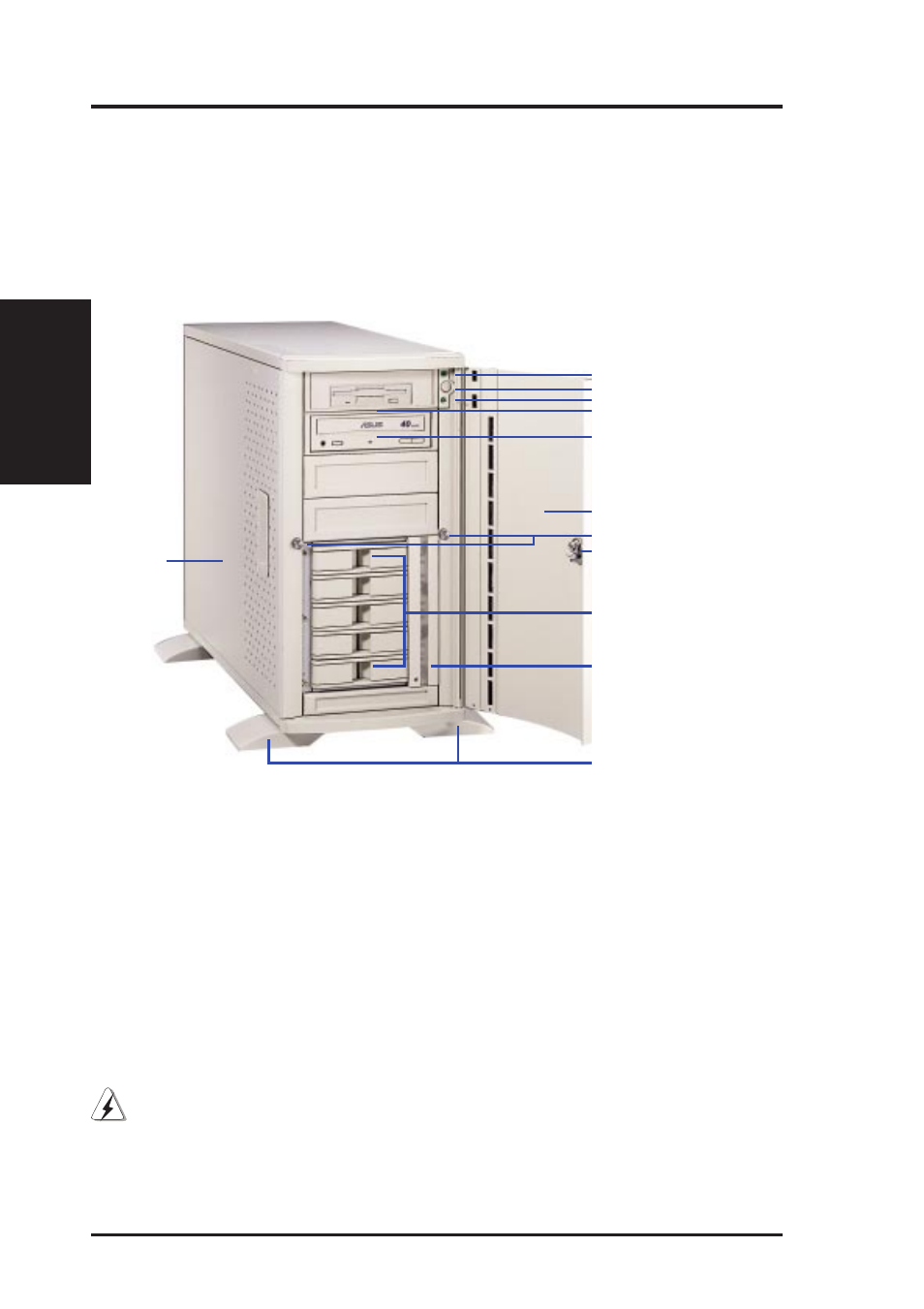 Ii. system components, Server front side | Asus Dual Pentium II Department Server AP2500 User Manual | Page 12 / 40