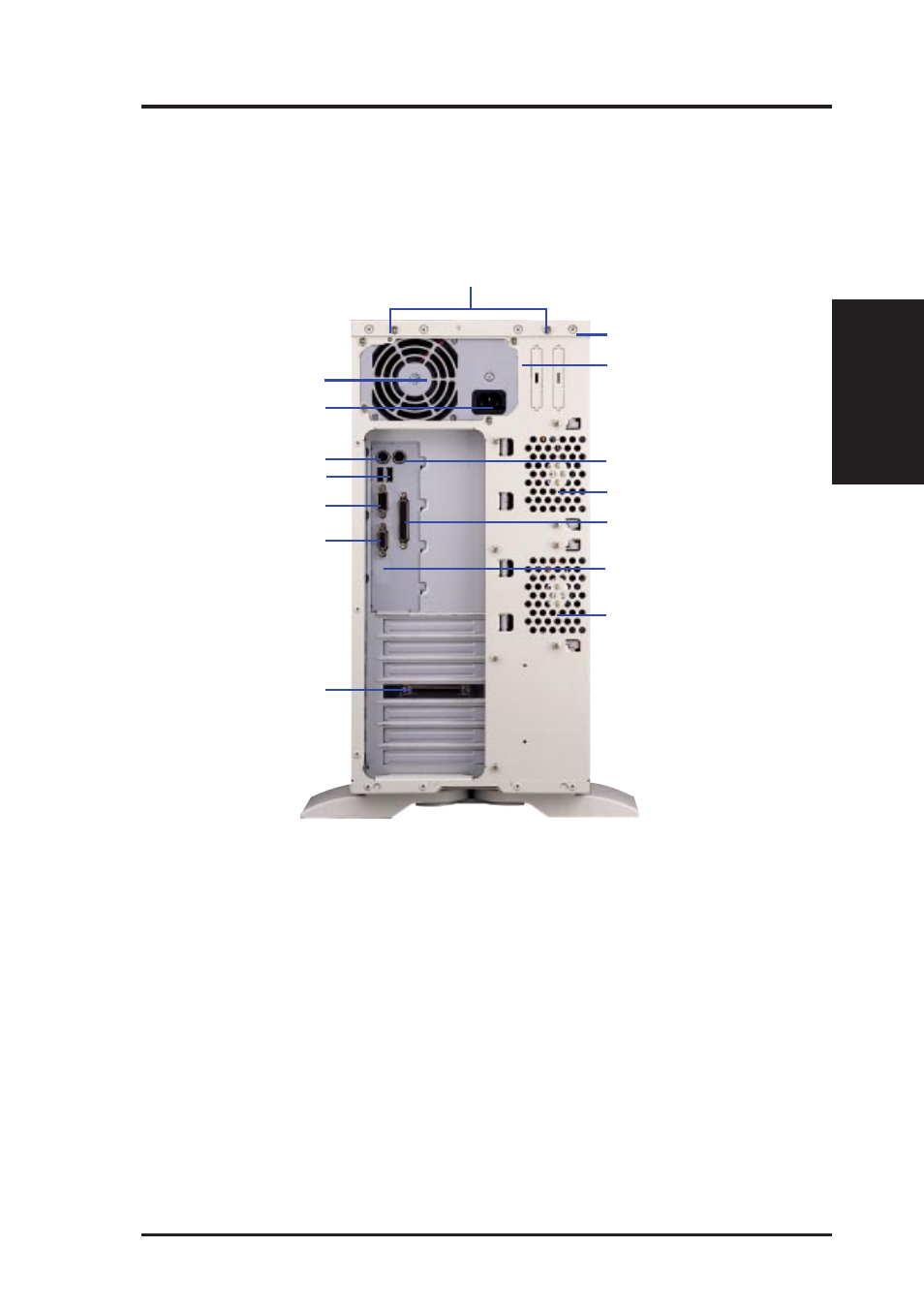 Ii. system components, Server back side, Chassis security | Asus Dual Pentium II Department Server AP2500 User Manual | Page 13 / 40