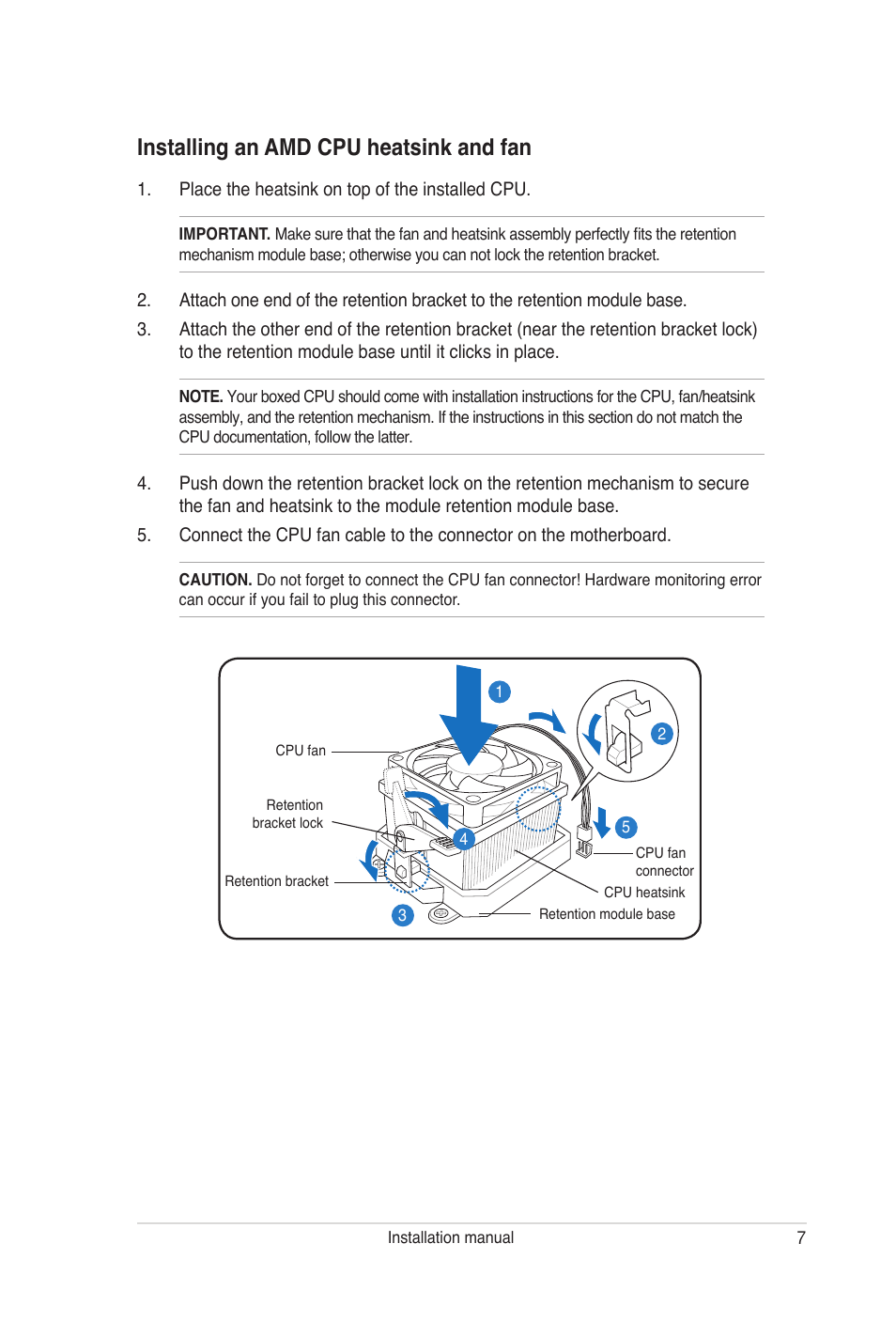 Installing an amd cpu heatsink and fan | Asus V-Series P5G965 User Manual | Page 7 / 10