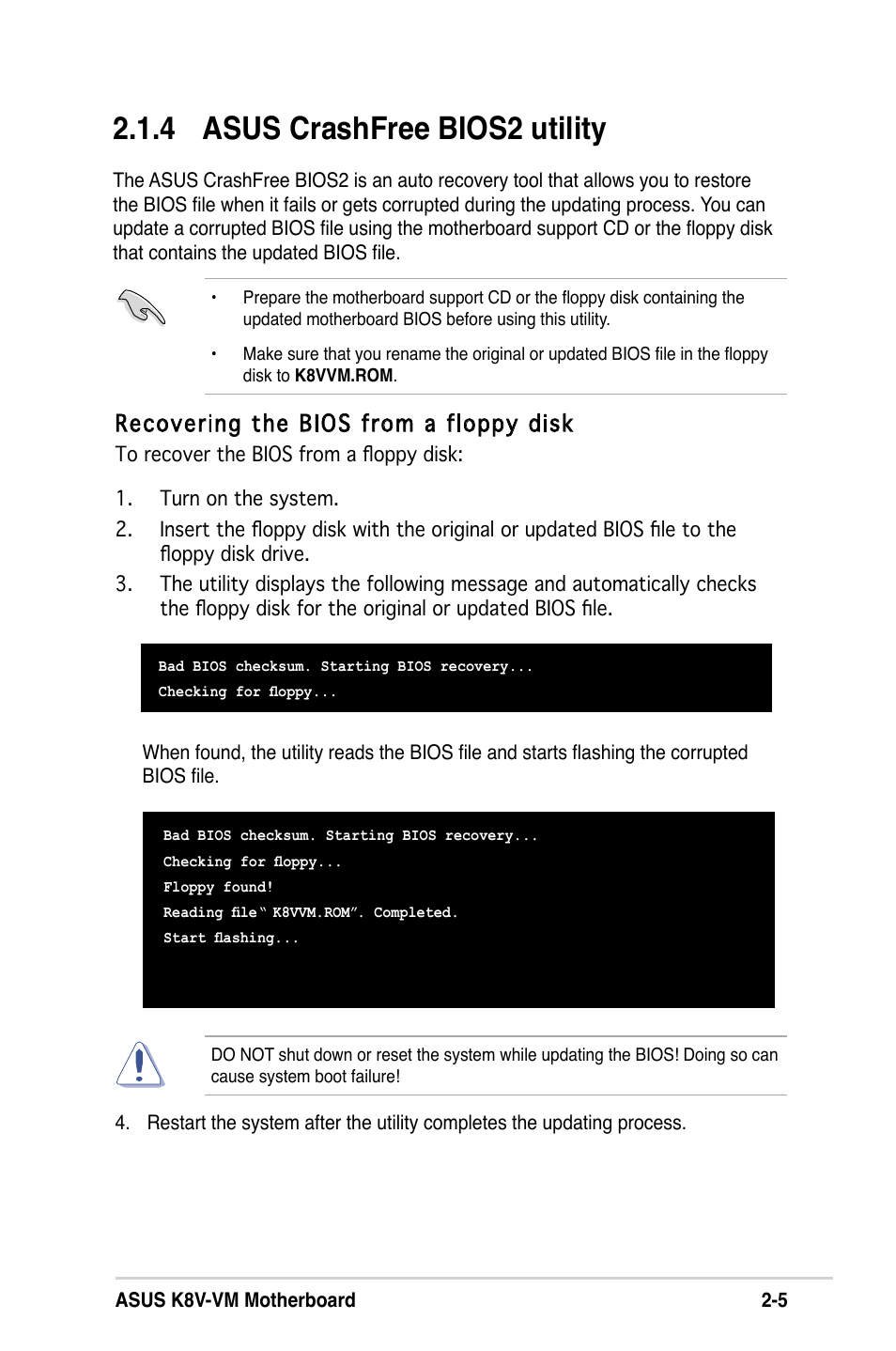 4 asus crashfree bios2 utility | Asus K8V-VM User Manual | Page 41 / 78
