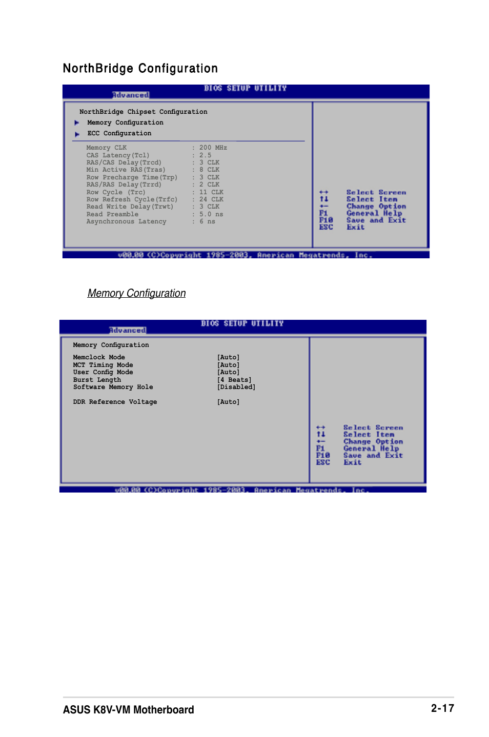 Northbridge configuration, 17 asus k8v-vm motherboard | Asus K8V-VM User Manual | Page 53 / 78