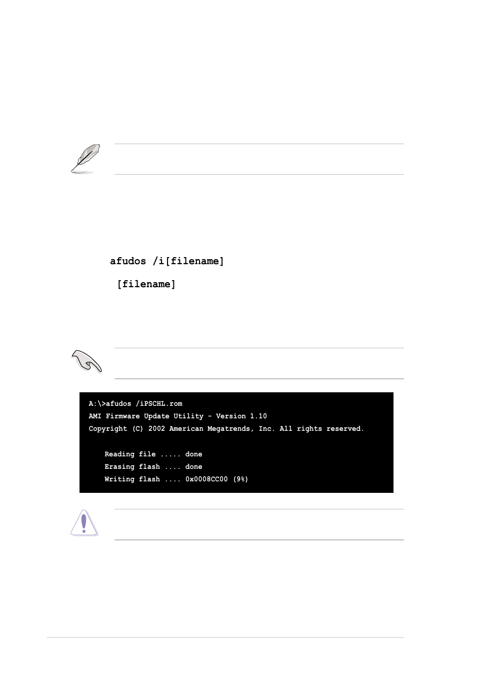 2 using afudos to update the bios | Asus Motherboard AP130-E1 User Manual | Page 56 / 92