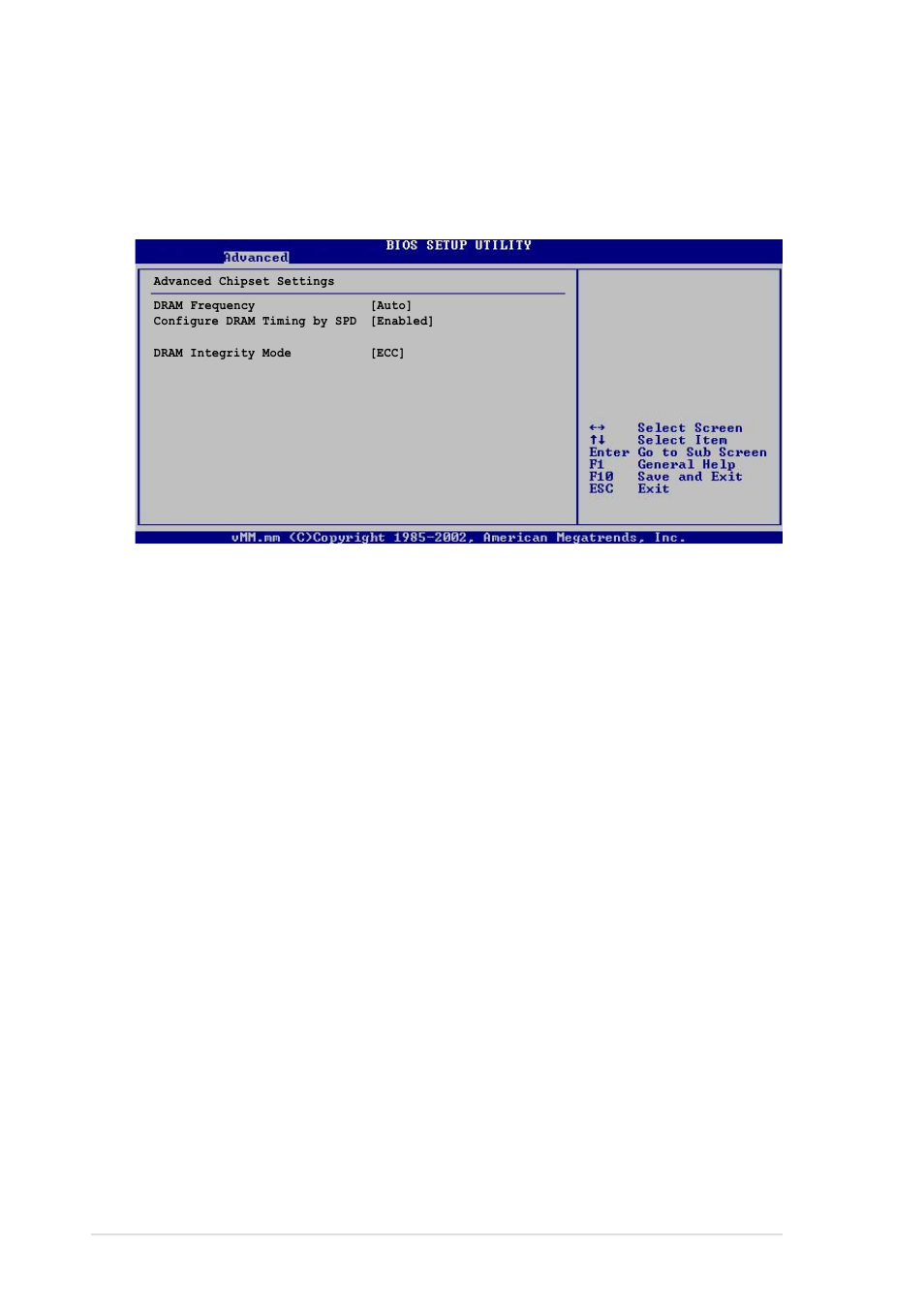 2 chipset configuration, Dram frequency [auto, Configure dram timing by spd [enabled | Dram integrity mode [ecc | Asus Motherboard AP130-E1 User Manual | Page 74 / 92